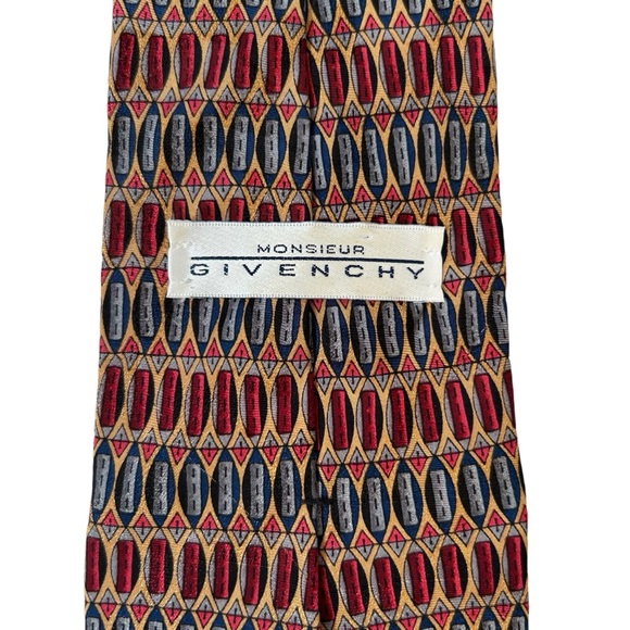 GIVENCHY MONSIEUR Mens Neck Tie 100% Silk Geometric Luxury Preppy Designer - Picture 9 of 16